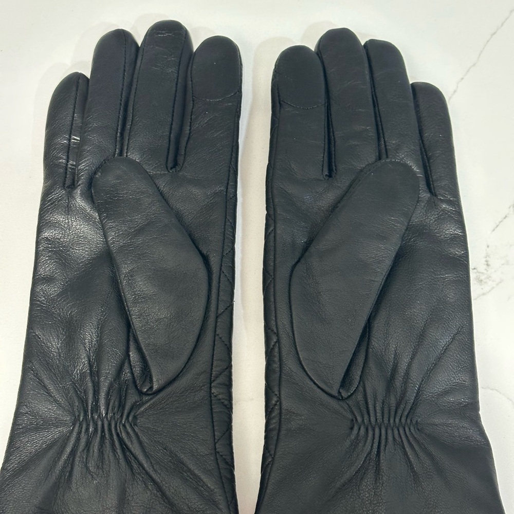 MICHAEL KORS Women's Leather Black Quilted Tech Gloves Size M Touch Tip Gloves - Picture 7 of 13